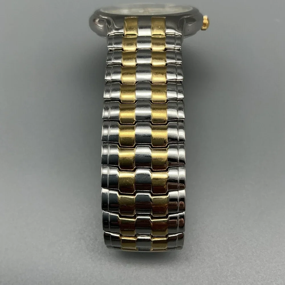 Armitron Mens Watch 35mm Silver Gold Two Tone Day Date 20/1730-1 New Battery